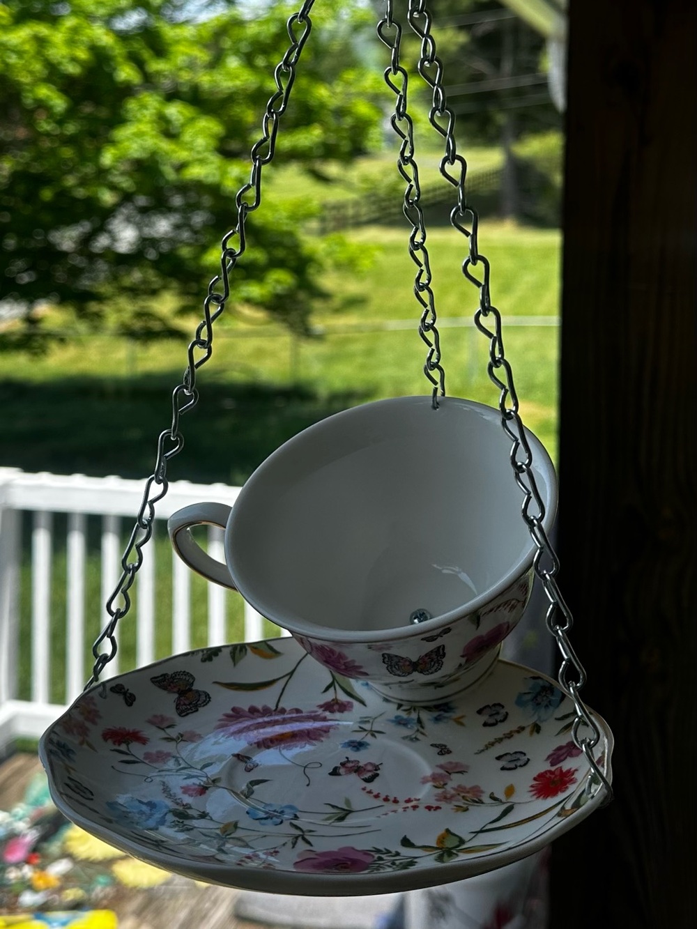 Butterfly teacup bird Feeder
